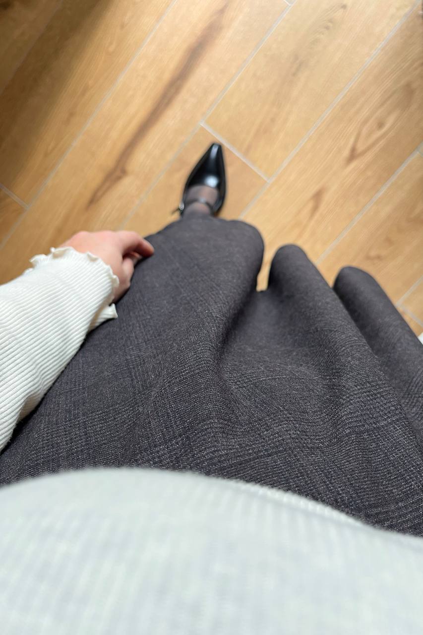 Gonna 1/4 di ruota fantasia tartan marrone/nero