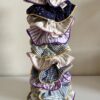 Scrunchie righe lilla/bianco + piping viola - immagine 4